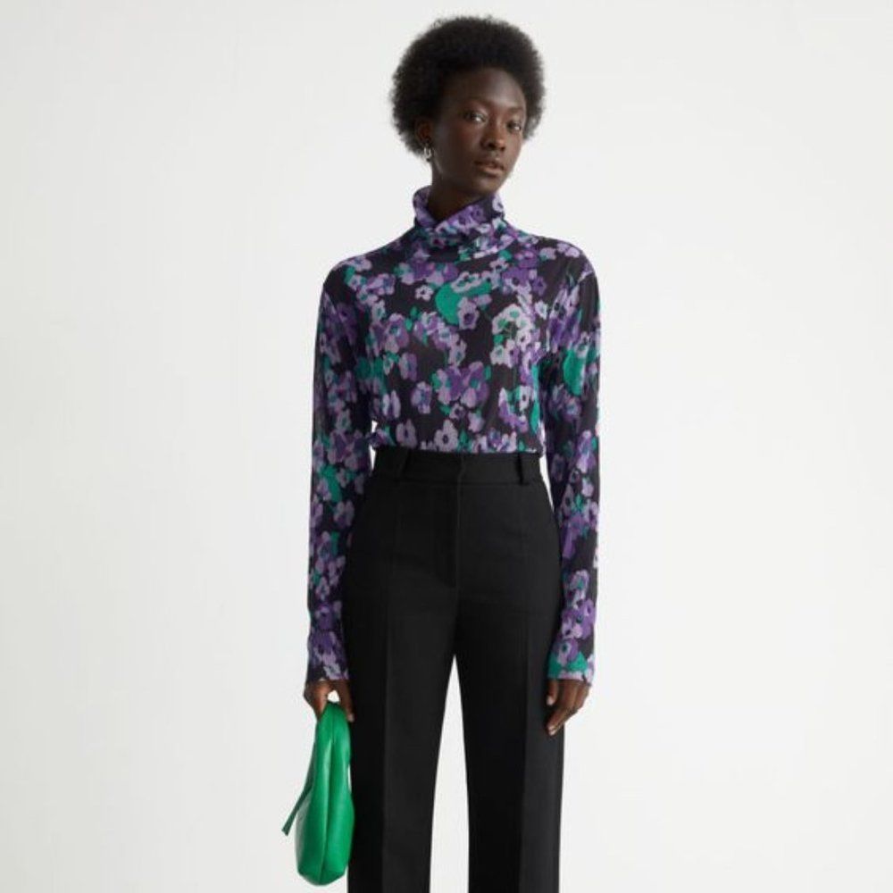 NEW & Other Stories High Waist Wide Press Crease Trousers Black